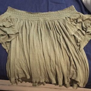 Free People Green off the shoulder top